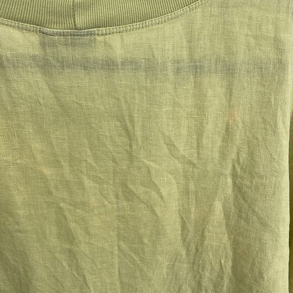 Lisa Bayne linen banded detail asymmetrical hem short sleeve lagenlook top sz XL - Picture 8 of 9